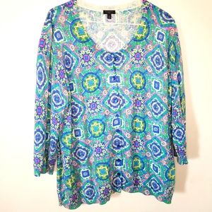 Talbots 2x multicolor geo cardigan sweater spring